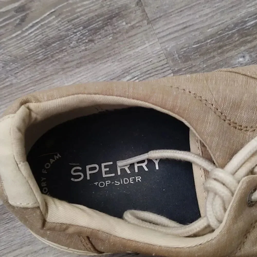 Sperry top sider tan canvas loafers Sz 11.5
